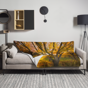 Golden Trees Throw Blanket