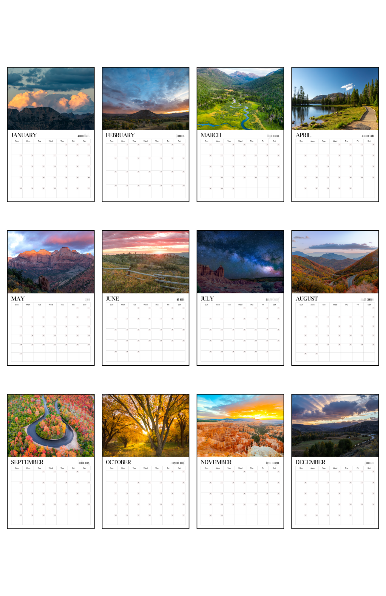 Utah: Seasons of Splendor Calendar - 11x17 - Image 2