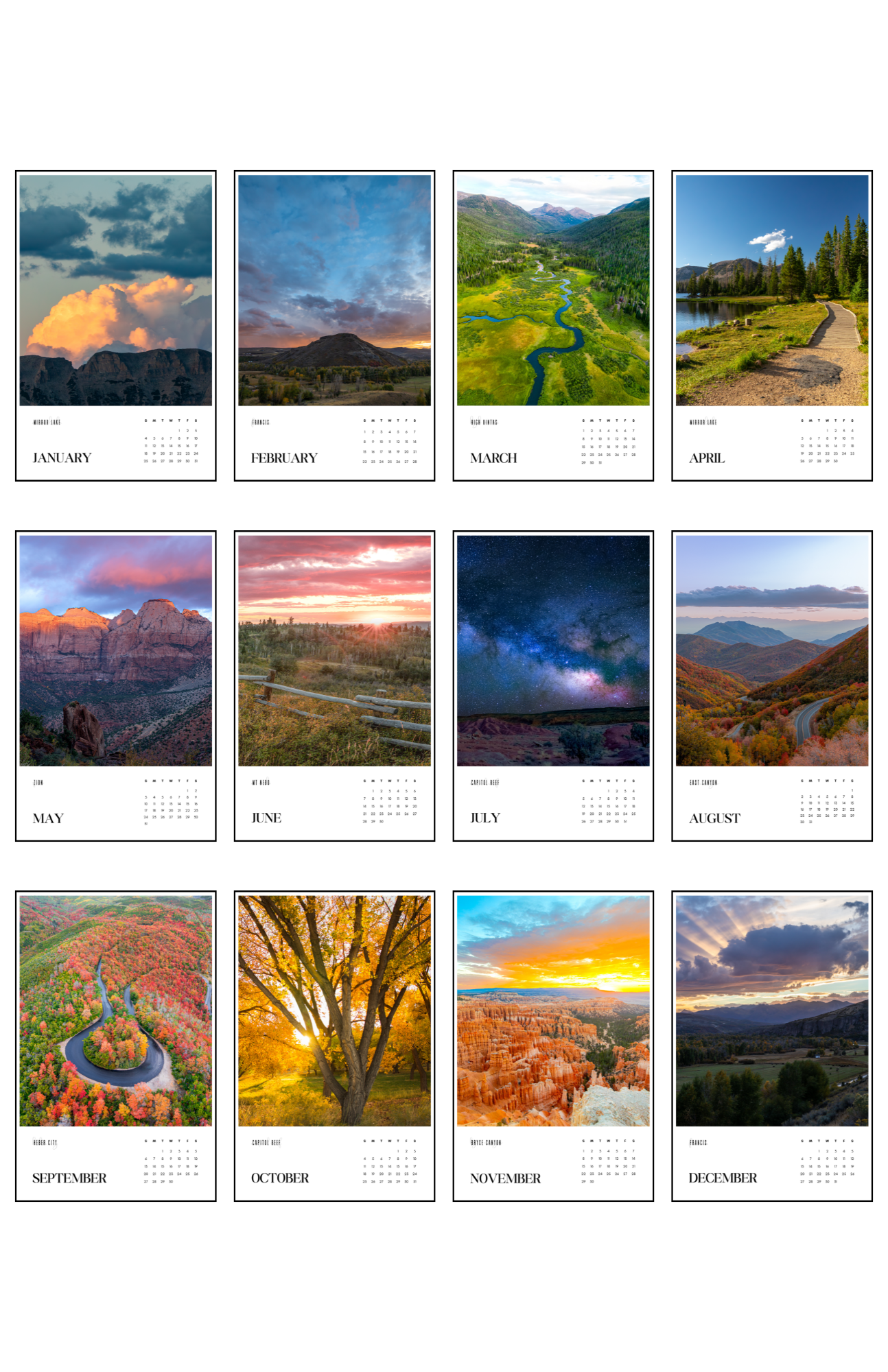 Utah: Seasons of Splendor Calendar - 11x17 - Image 3