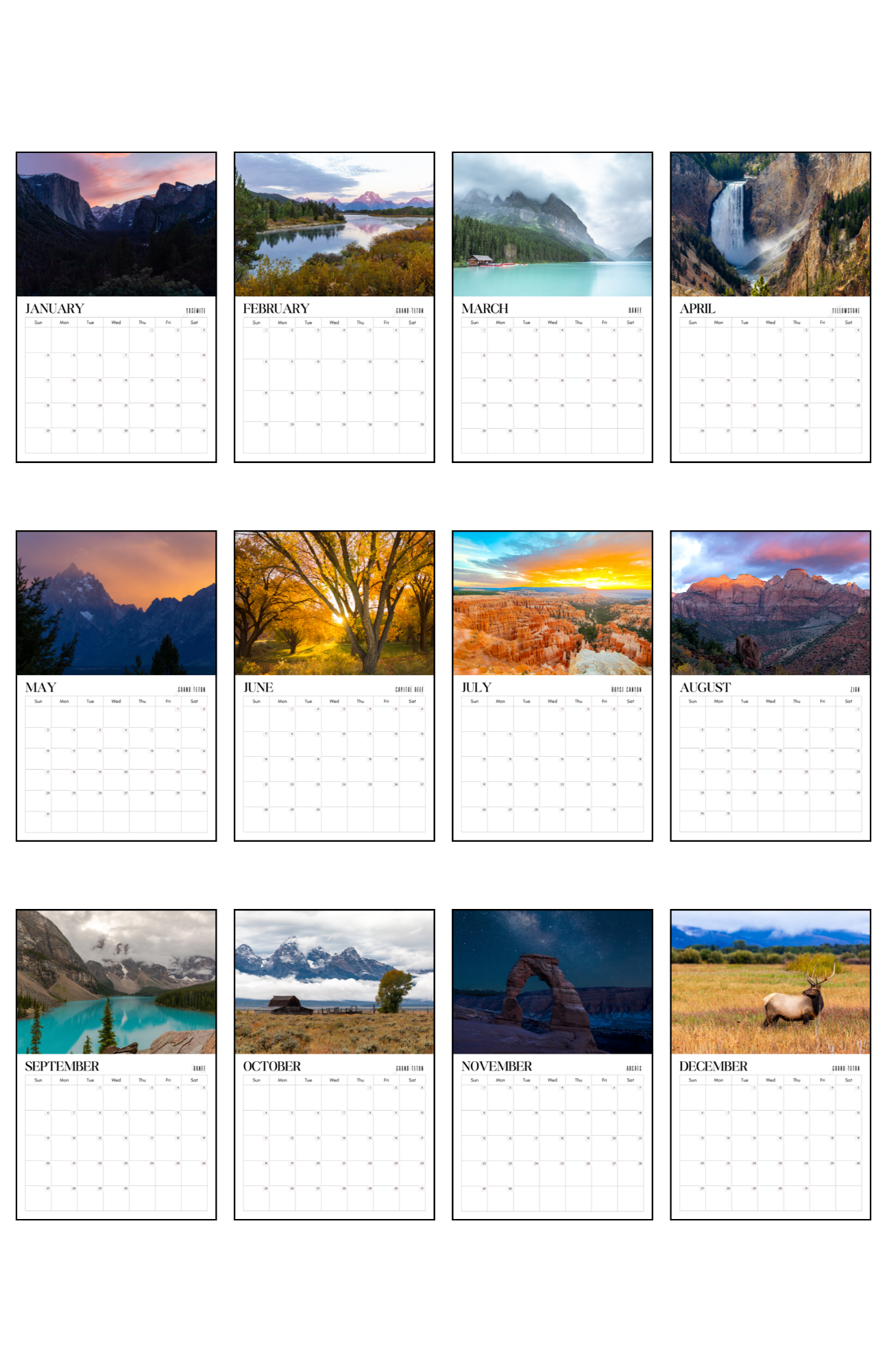 National Parks: America’s Treasures Calendar - 11x17 - Image 2